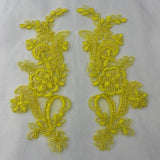 Beaded Corded Floral Lace Applique Pair