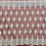 1 Yard - Beaded 3D Floral Lace Fabric Embroidered on 100% Polyester Net Mesh - 52" Wide