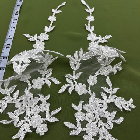 Beaded Corded Floral Lace Applique