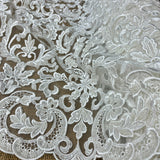Embroidered Beaded Lace Ivory Mesh