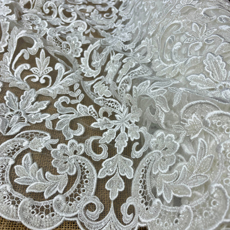 Beaded Lace Fabric Ivory 51" Wide