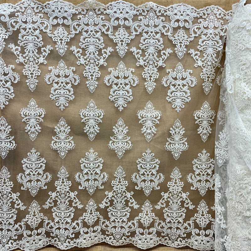 Beaded Corded Bridal Lace Dark Ivory