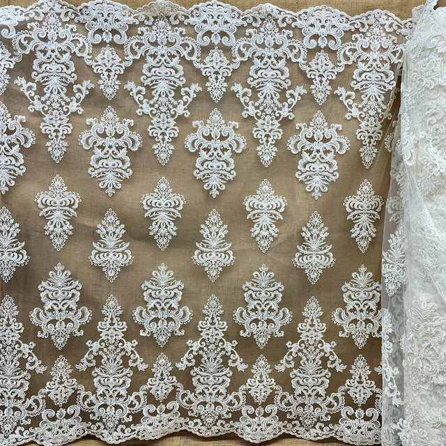 Beaded Corded Bridal Lace Dark Ivory