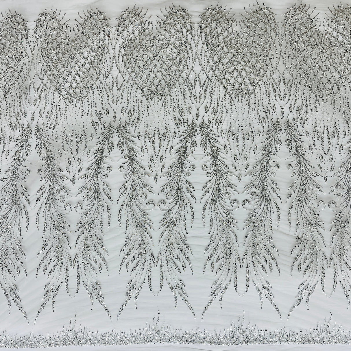 Beaded Lace Fabric on Polyester Net Mesh