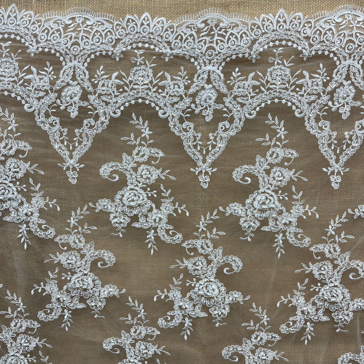 Beaded Corded Bridal Lace