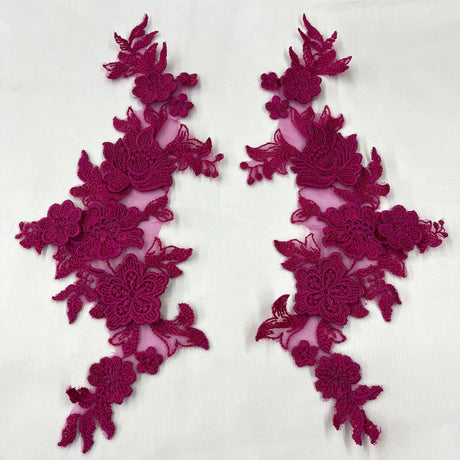 3D Floral Lace Applique on Polyester Net Mesh