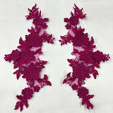 3D Floral Lace Applique Embroidered Polyester Fabric - 3D Floral Applique, 12" X 4" (1 Pair)