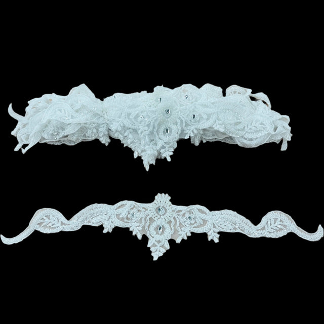 Beaded Lace Applique on Polyester Net Mesh