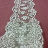 Corded Floral Lace Trim Ivory 6 Inch