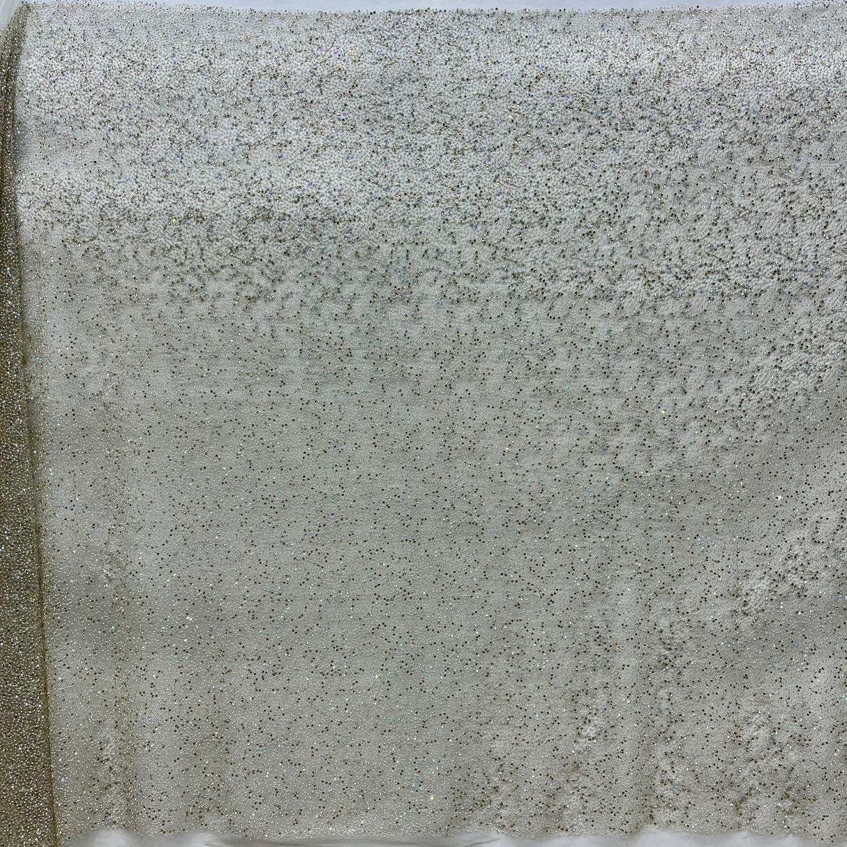 Beaded Lace Fabric on Polyester Net Mesh