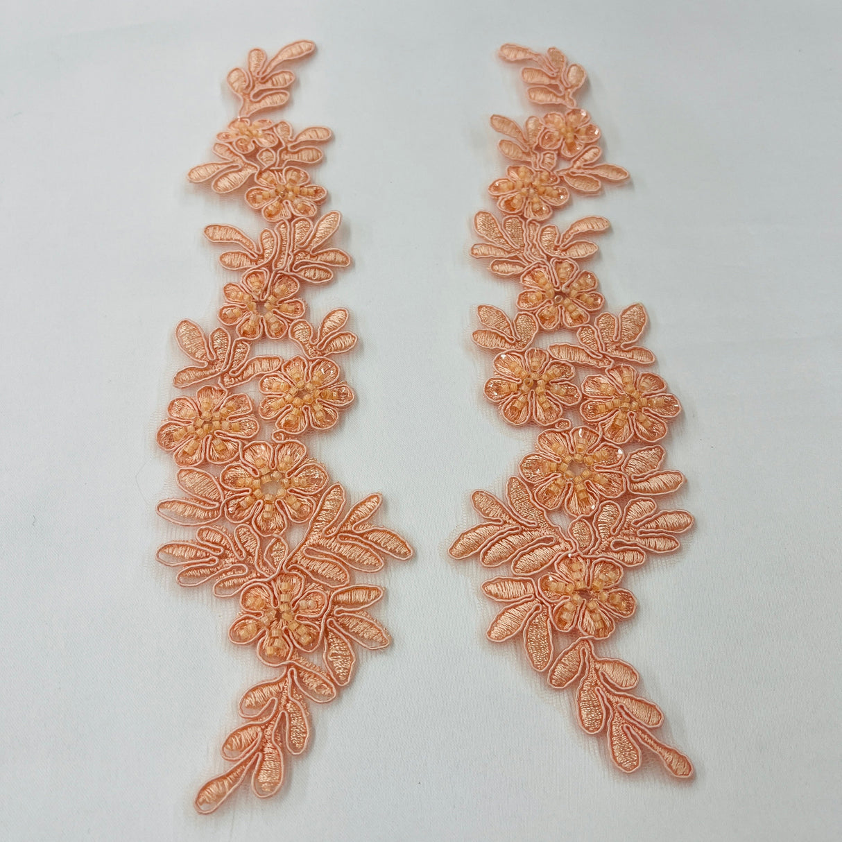 Beaded Corded Floral Lace Applique