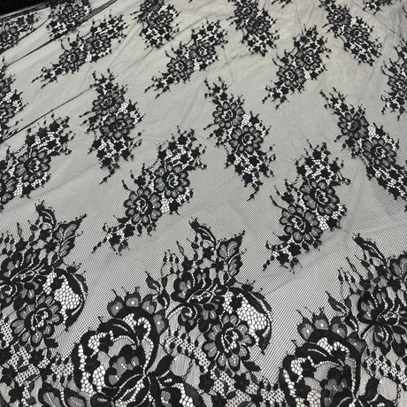 Embroidered Lace Fabric with Eyelash Scallop