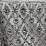 Beaded 3D Floral Lace Fabric