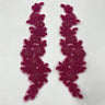 1 Pair 9.5" x 2" Each Side Beaded & Corded Floral Lace Applique Embroidered on 100% Polyester Net Mesh