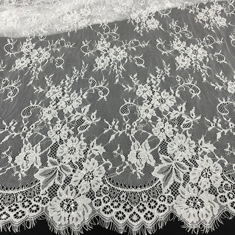 Embroidered Chantilly Lace with Eyelash Scallop