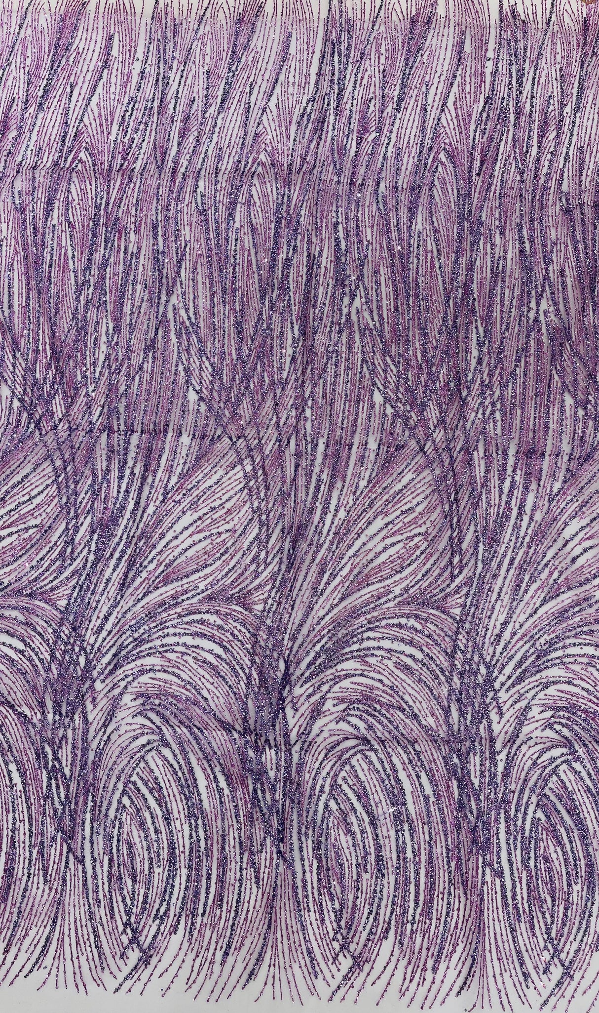 Shell Glitter Design Mesh Lace Fabric - Glitter Shell Pattern, 54" Width (1 Yard)