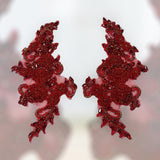 1 Yard Crystal Rhinestone Applique Embroidered on 100% Polyester, Approximately 12" x 5" Each Side