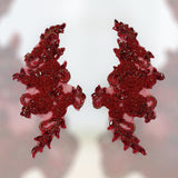 1 Pair 12" x 5" Each Side Crystal Rhinestone Beaded & Corded Lace 100% Polyester