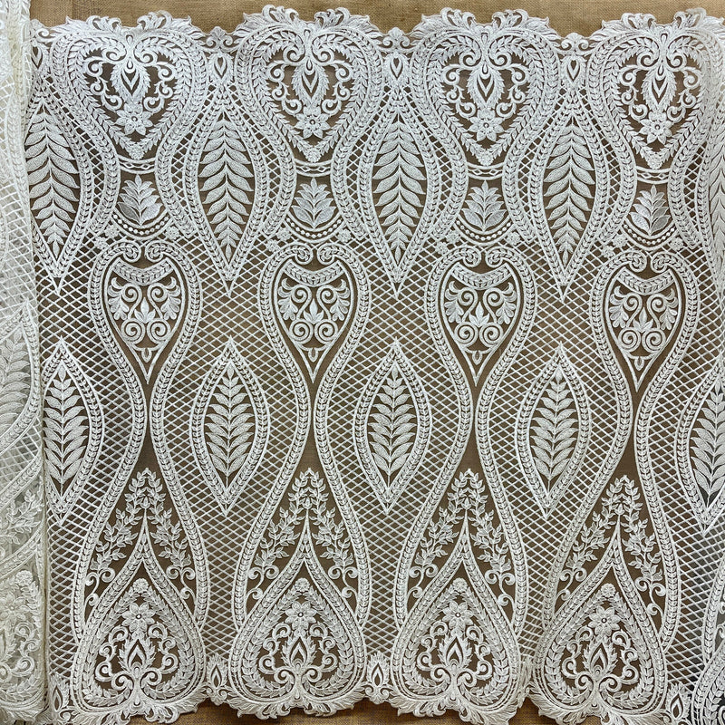 Beaded Corded Bridal Lace Dark Ivory