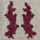 Beaded Corded Floral Lace Applique 100% Polyester Net Mesh