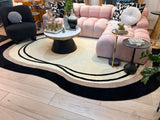 Beluga Tufted Design 57 Wool Fabric - Ivory Black Tufted Pattern, 8' X 11', 9' X 12', 10' X 13' (1 Piece)