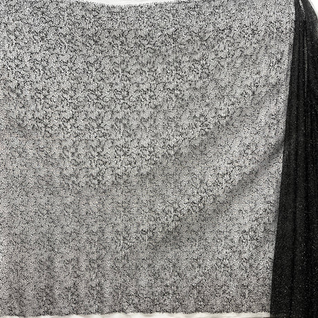 Beaded Lace Fabric Embroidered On 100 Percent Polyester Net Mesh - Black, 60" Wide (1 Yard)