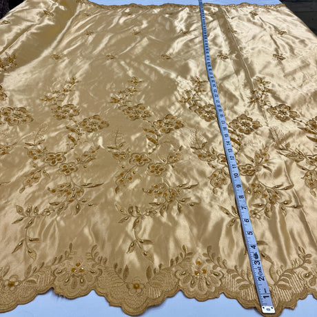Beaded Bridal Lace Fabric on Polyester Satin 54"
