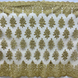 1 Yard Corded Lace Fabric Embroidered on 100% Polyester Net Mesh | Lace USA - GD-021 - Gold - 52" Wide
