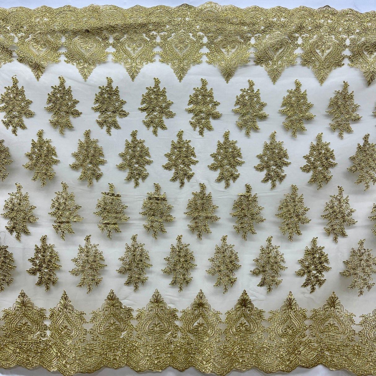 Embroidered Lace Fabric on Polyester Net Mesh