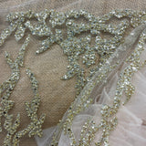 Beaded Lace Fabric on Polyester Net Mesh 52" Wide
