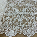 Beaded Corded Bridal Lace Fabric Dark Ivory 53" Wide