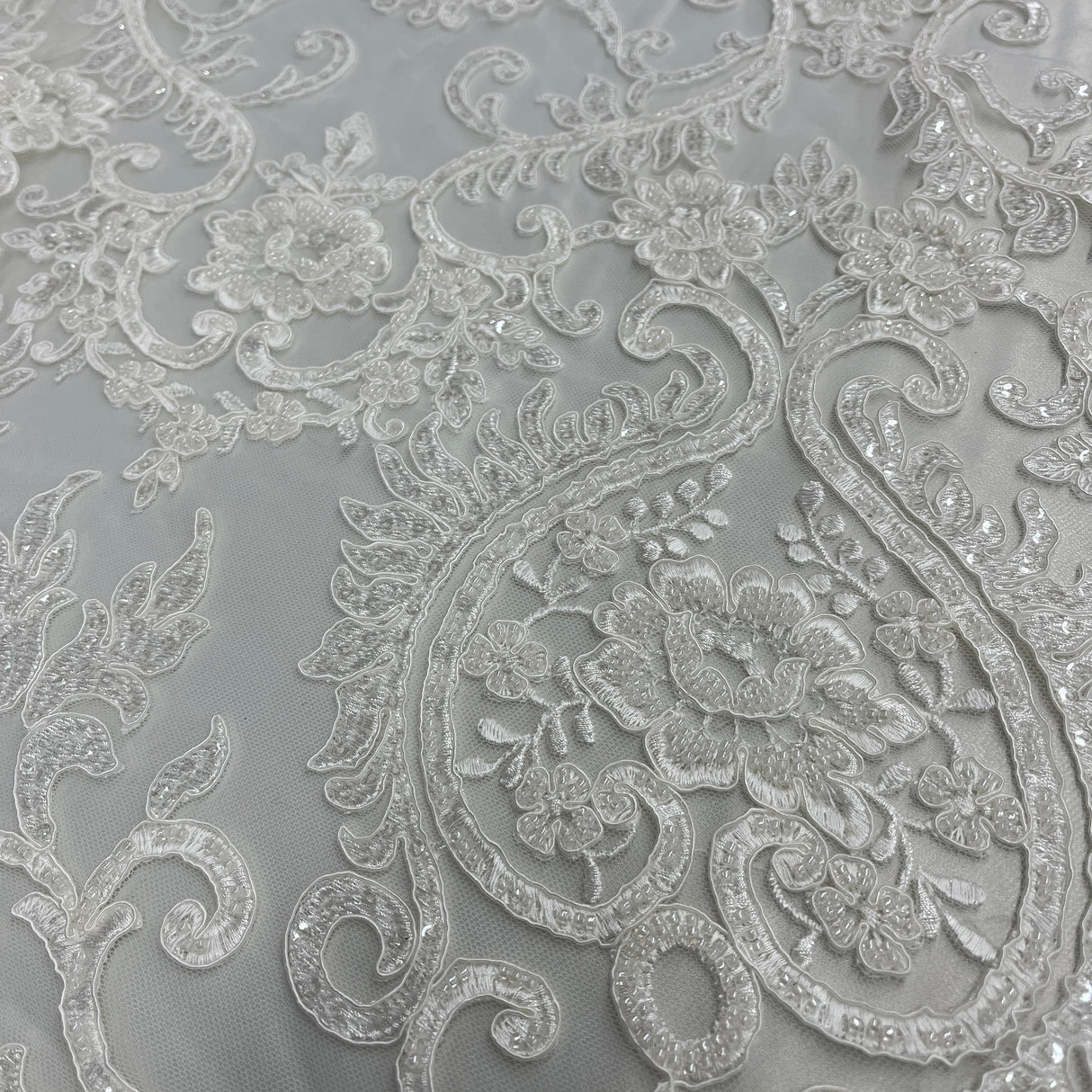 Beaded Corded Bridal Lace Dark Ivory