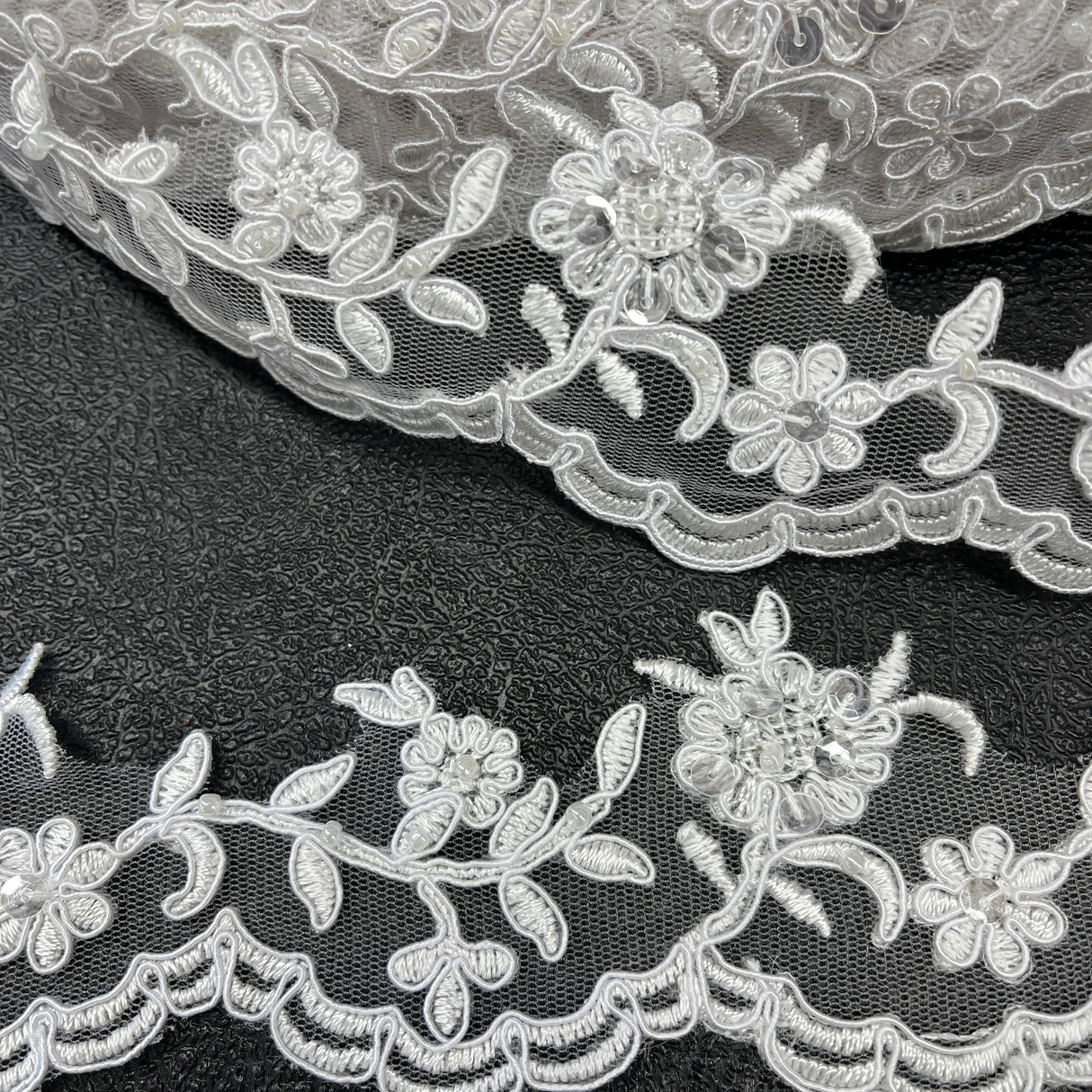 Beaded Corded Lace Trim 2.75" Wide
