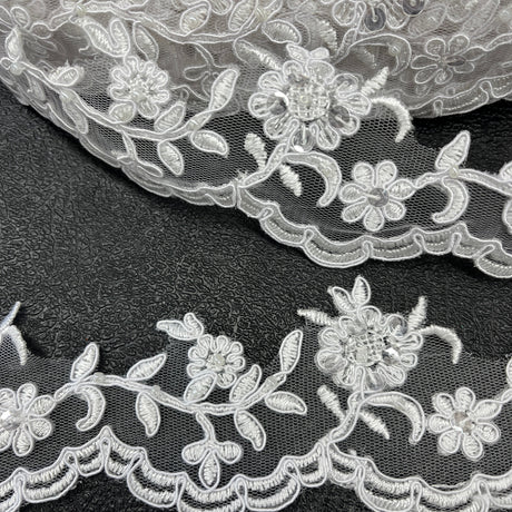 Beaded Corded Lace Trim 2.75" Wide