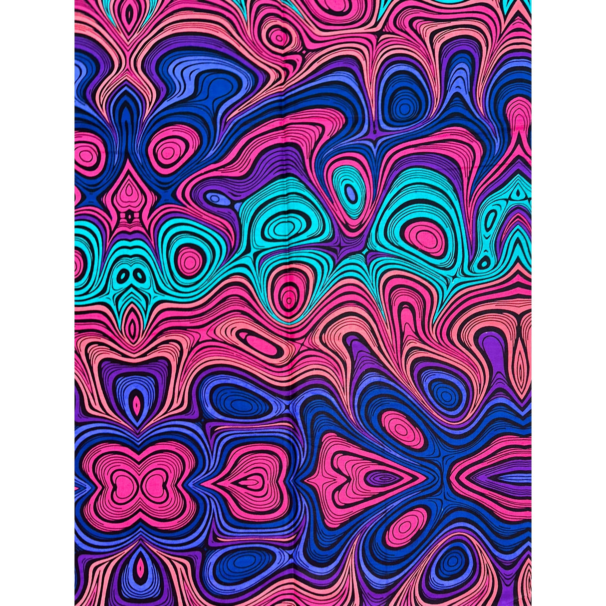African Print Ankara Cotton Fabric - Pink, Purple, Turquoise, Blue Kilima Reverb Design, 46" Width (1 Yard)