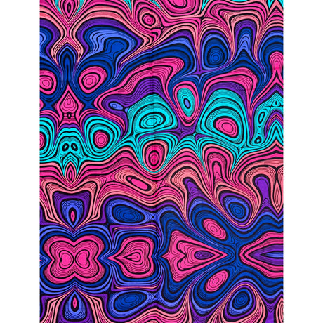 African Print Ankara Cotton Fabric - Pink, Purple, Turquoise, Blue Kilima Reverb Design, 46" Width (1 Yard)