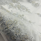 Beaded Corded Bridal Lace Fabric