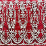 1 Yard Beaded Lace Fabric Embroidered on 100% Polyester Net Mesh