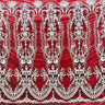 Beaded Lace Fabric Embroidered On 100 Percent Polyester Net Mesh - Off White, Antique Silver, White, 50" Wide (1 Yard)