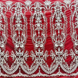 Beaded Lace Fabric on Polyester Net Mesh 50" Wide