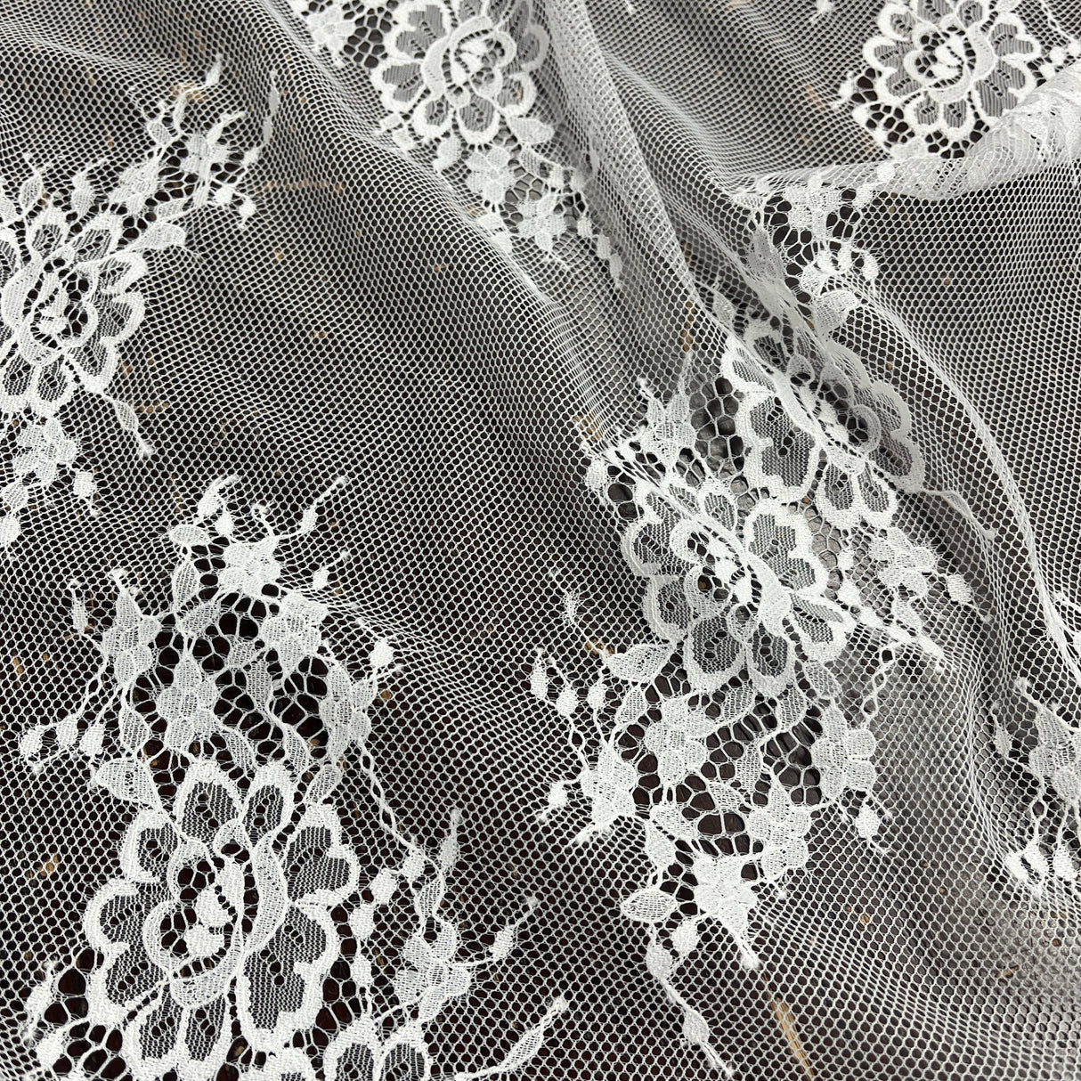 Embroidered Lace Fabric with Eyelash Scallop
