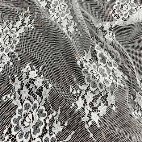 Embroidered Lace Fabric with Eyelash Scallop