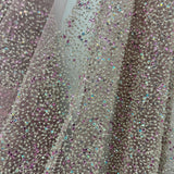 Beaded Lace Fabric Embroidered On 100 Percent Polyester Net Mesh - Black, 60" Wide (1 Yard)