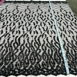 1 Yard Silver Beaded Lace Fabric Embroidered on Polyester Net Mesh 50 inch Width