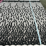 1 Yard Beaded Lace Fabric Embroidered on Polyester Net Mesh 50 inch Width