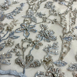 Beaded Lace Fabric Blue Skin Net