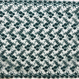 GD-366 Beaded Lace Polyester Fabric - Jade Floral Embroidered Beaded Pearl Scalloped Edges, 52" Width (1 Yard)