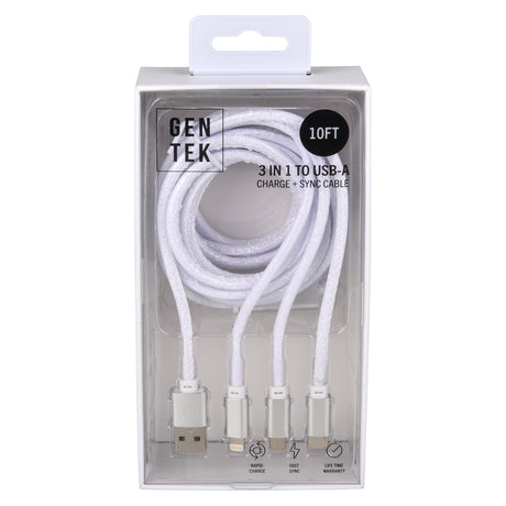 Lightning USB-C Cable 3-in-1 (White)