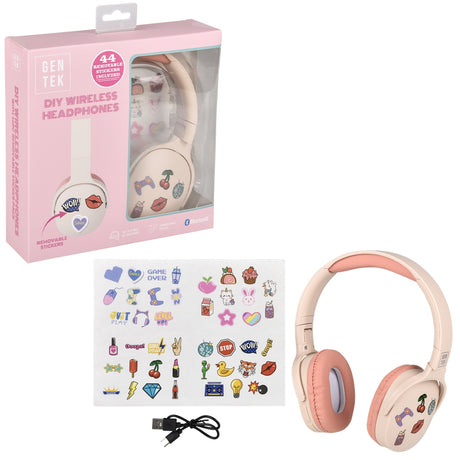 Wireless Headphones With Stickers (Pink)