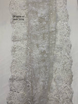 3D Chiffon Flower Pearls And Beaded Lace Polyester Fabric - Black, White, Off White, 3D Floral Beaded Lace, 54" Width (1 Yard)